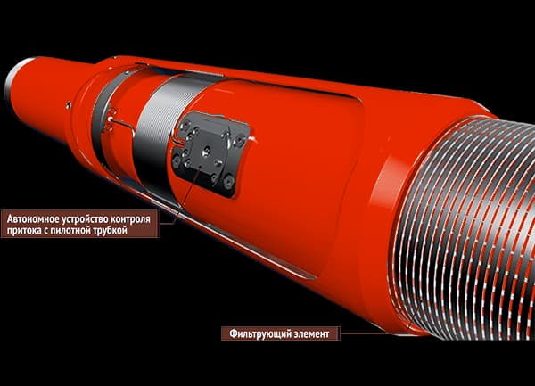 Фильтр ФСЩ-О с УКП (фильтр скважинный щелевой с автономным клапаном контроля притока и пилотной трубкой)
